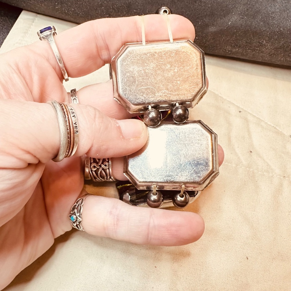 Multi Color Fire Lucite Large Rectangular Beaded … - image 6